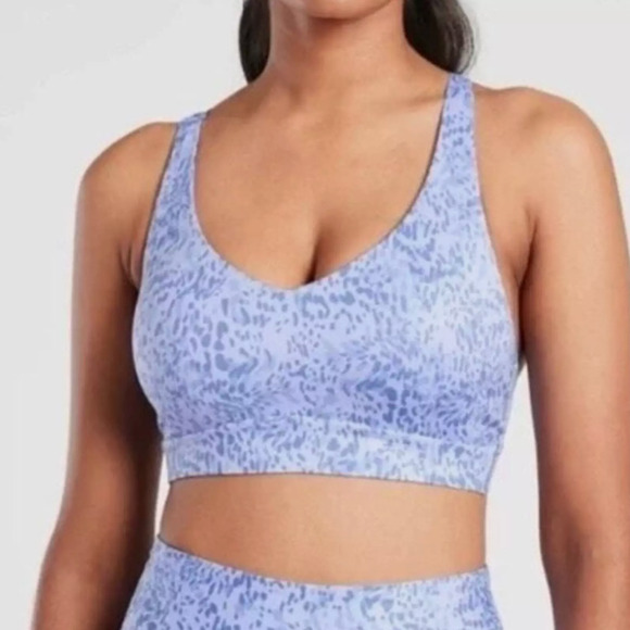 Athleta Solace Printed‎ Bra D-DD Periwinkle Blue 3X NWT $54 Performance Wicking - Picture 2 of 6
